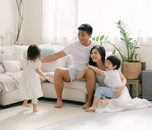 Family in living room